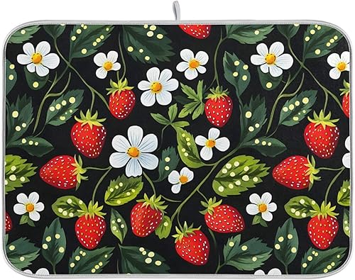 Vista 301 de Tapete de secado de platos de mariposas botánicas para encimera de cocina, almohadilla de secado de microfibra absorbente, grande, 18 x 24 pulgadas