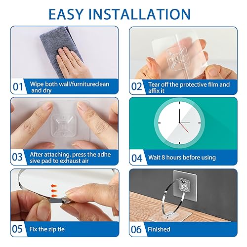 Miniatura 7 de Anclajes adhesivos de pared para muebles (10 pares de 20 paquetes), correas de seguridad para muebles antipunta para bebés, estantería segura,