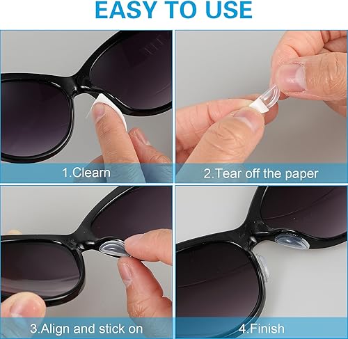 Miniatura 2 de 5 pares de almohadillas de nariz para gafas, 5 pares de almohadillas adhesivas de silicona suave para la cámara de aire, almohadillas de nariz de