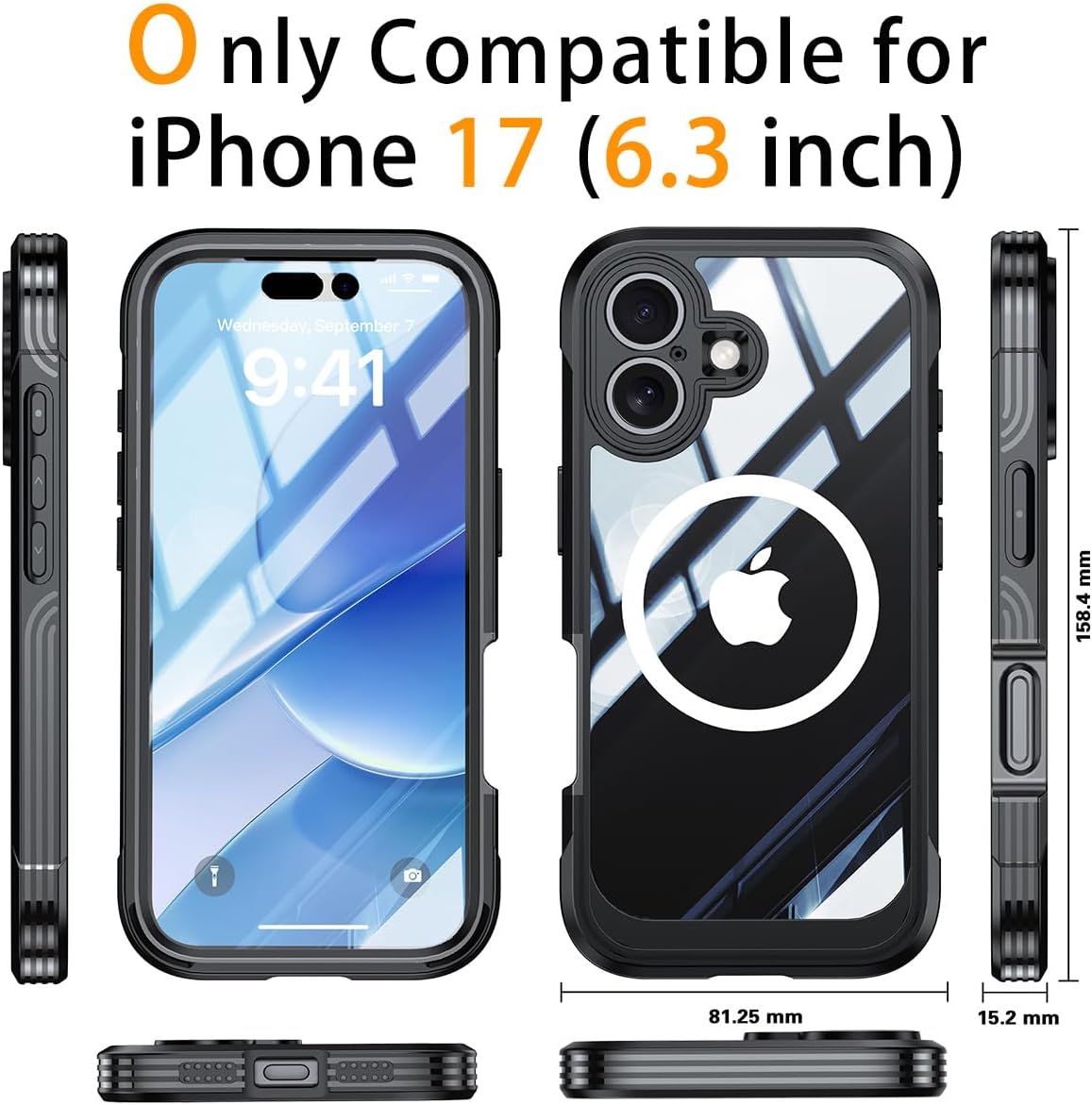 TOPF&B Privacy Case for iPhone 17 Pro,Compatible with MagSafe,iPhone 17 Pro Magnetic Cover Built-in Privacy Screen Protector,Camera Protection,Full Body Shockproof Case,Black - Image 2