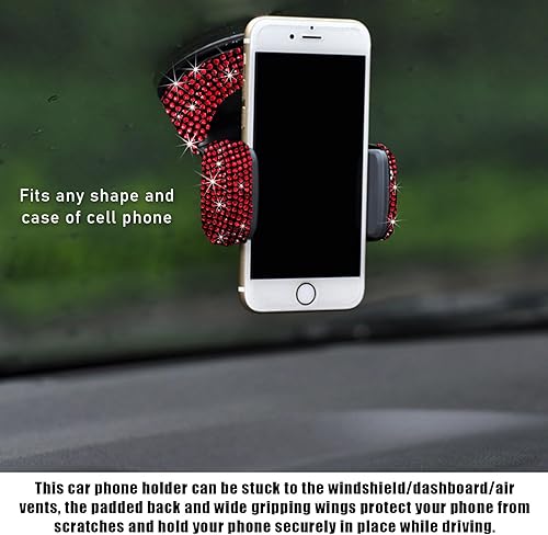 Miniatura 6 de Suvnie Bling - Soporte de teléfono para automóvil, 360 grados ajustable de cristal para salpicadero de automóvil, ventilación de aire, soporte