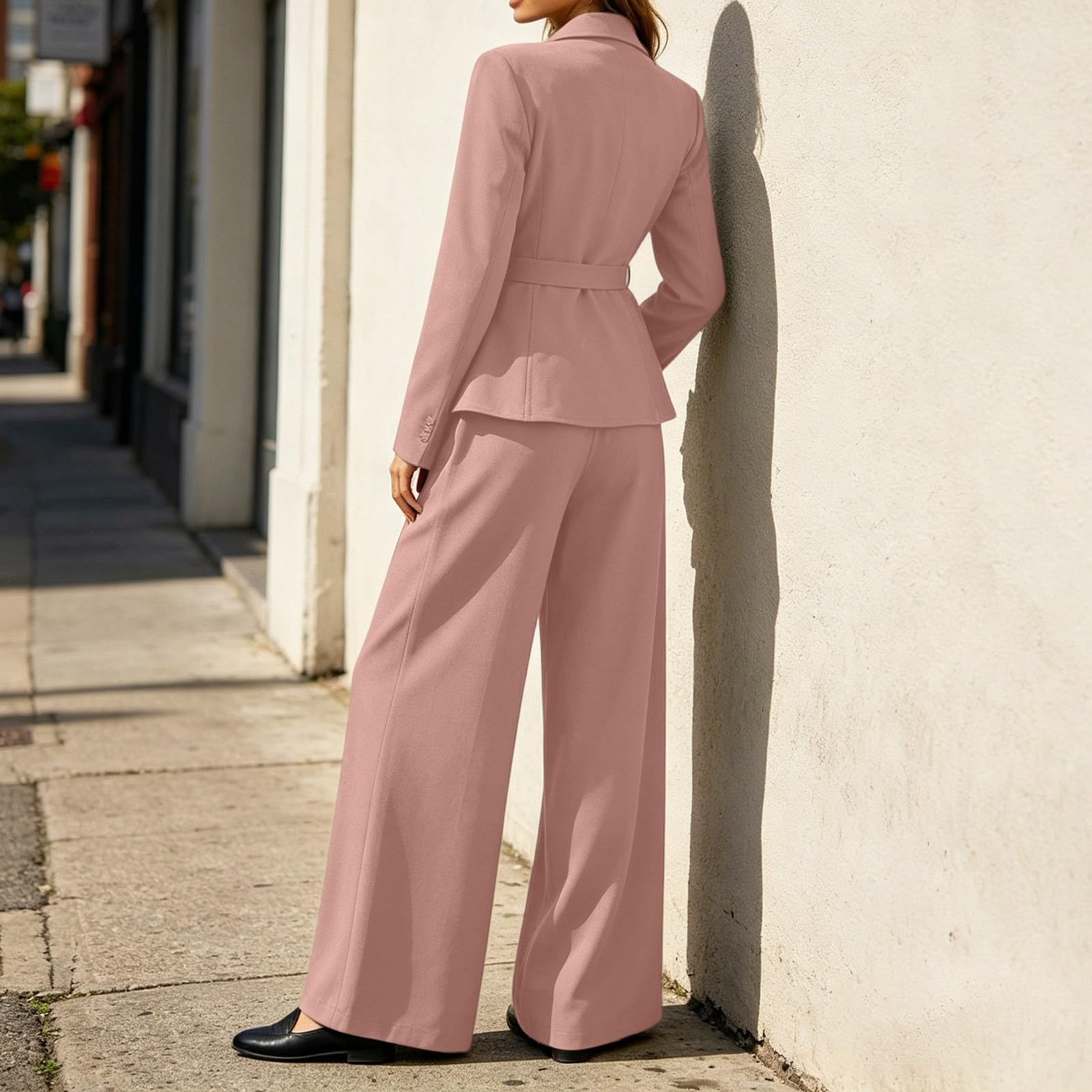 Traje de mujer para invitados de boda, elegante, informal, de 2 piezas, chaqueta de manga larga, chaqueta de pierna recta, pantalones largos, traje formal de oficina, trabajo, negocios