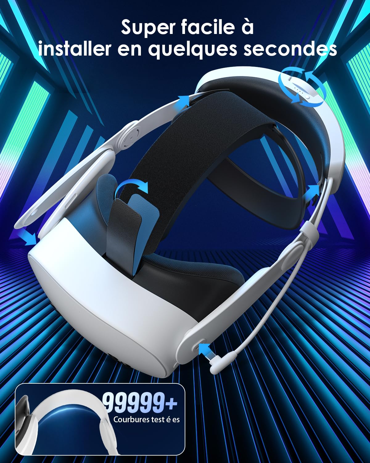VR Sangle de tête de Batterie pour Quest 3S/Quest 3 Sangle Elite avec Batterie à Charge Rapide 8000 mAh Sangle équilibrée pour Quest 3S pour Quest 3 Accessoires