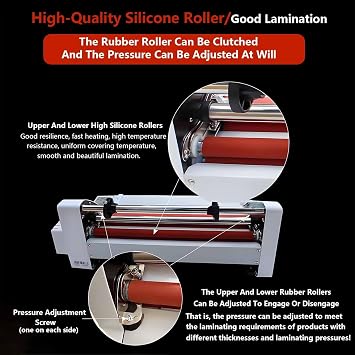 Hot and Cold Roll Laminator Machine for Documents, Photos, and Cards with 4 Rollers and Included Film