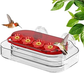 Hongjingda Window Hummingbird Feeder | Hummingbird Feeder with Suction Cup for Window - Hummingbird Feeder in Suction Cup Design for Outdoor Use with 4 Feeding Openings