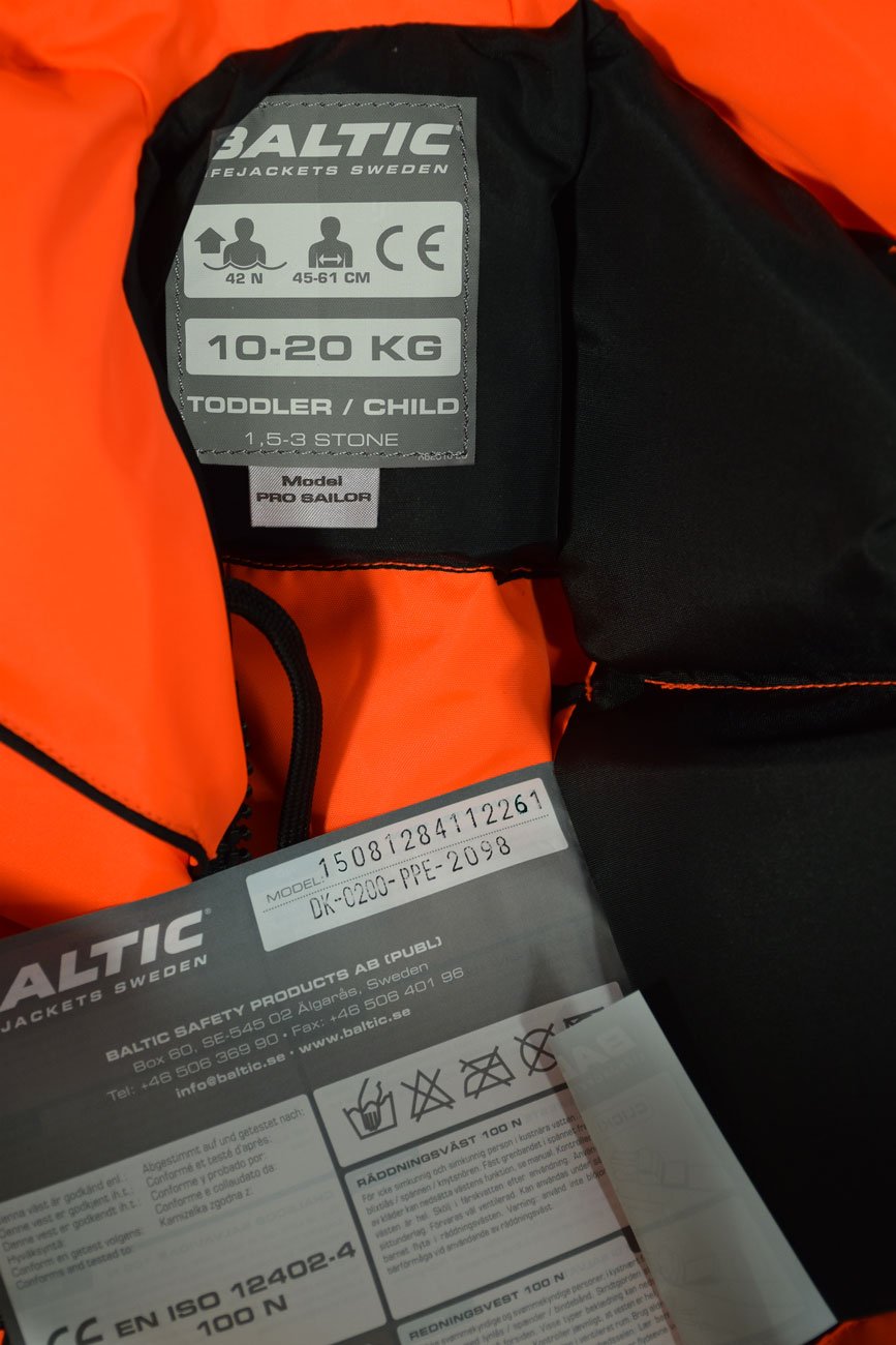 Baltic Pro Sailor 100N - Chaleco Salvavidas para niños, Materiales firmes, Color: Naranja, tamaño: 10-20 kg