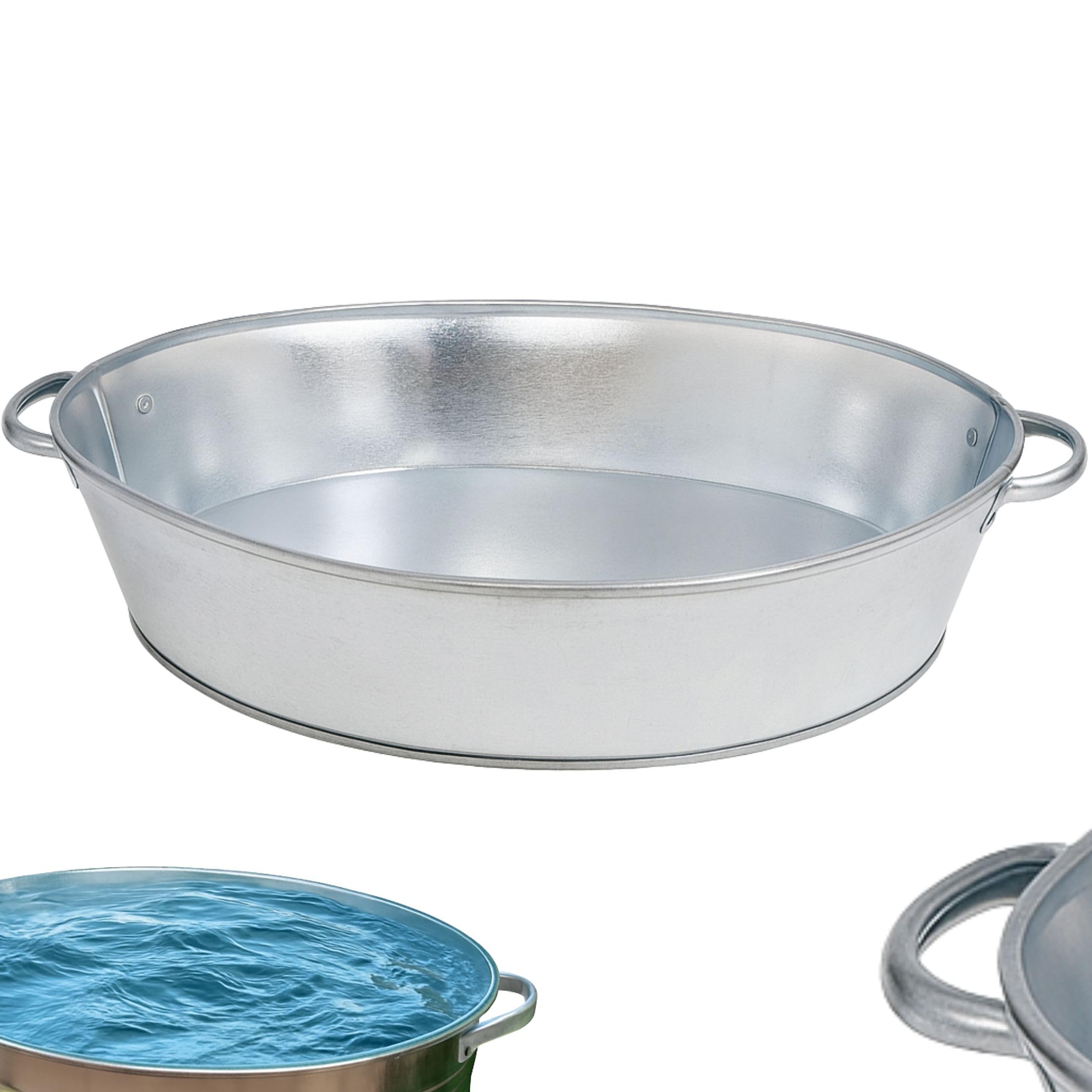 Storm's Gartenzaubereien Zinkwanne 27 Liter oval mit stabilen Griffen - Miniteich - zum Bepflanzen - Pflanztopf