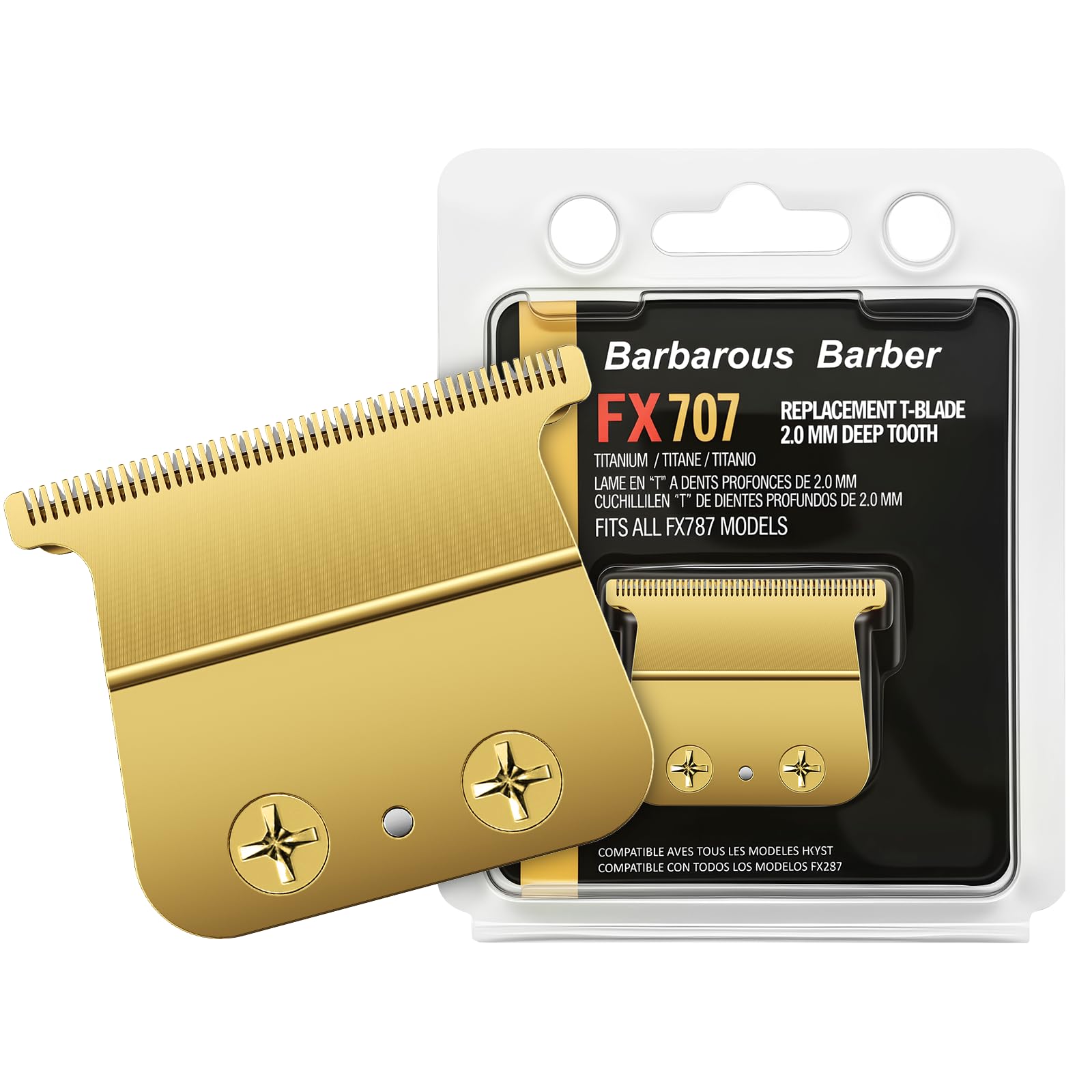Replacement Hair Trimmer Blades Compatible with BaByliss FX787, FX799, FX726, FX729, FX707Z, DLC 2.0 Standard & Fine, Tooth T-Blades for Precision Hair Trimmers, Long-Lasting Barber Trimmer Blades Golden