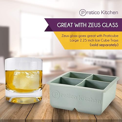 Miniatura 4 de Pratico Kitchen Bandeja de hielo grande 4 cubitos de hielo grandes de 225 pulgadas para whisky y cócteles paquete de 2 con tapas