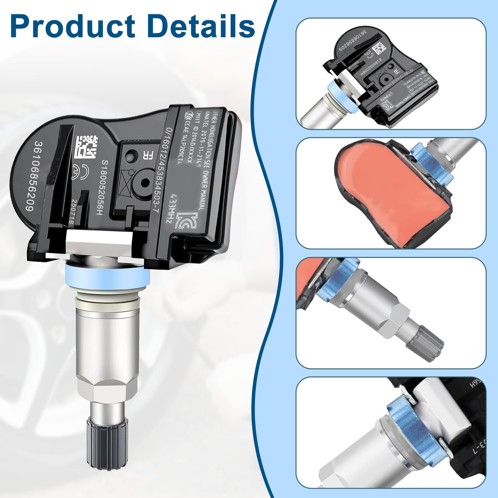 4 Stück Reifendrucksensor Kompatibel mit BMW 1er 3er 4er M3 F20 F21 F22 F23 F87 F45 F30 F32 F33 i3 i8 X1 X2 X5 X6, 36106856209 RDKS Sensoren, TPMS Reifendruckkontrollsystem