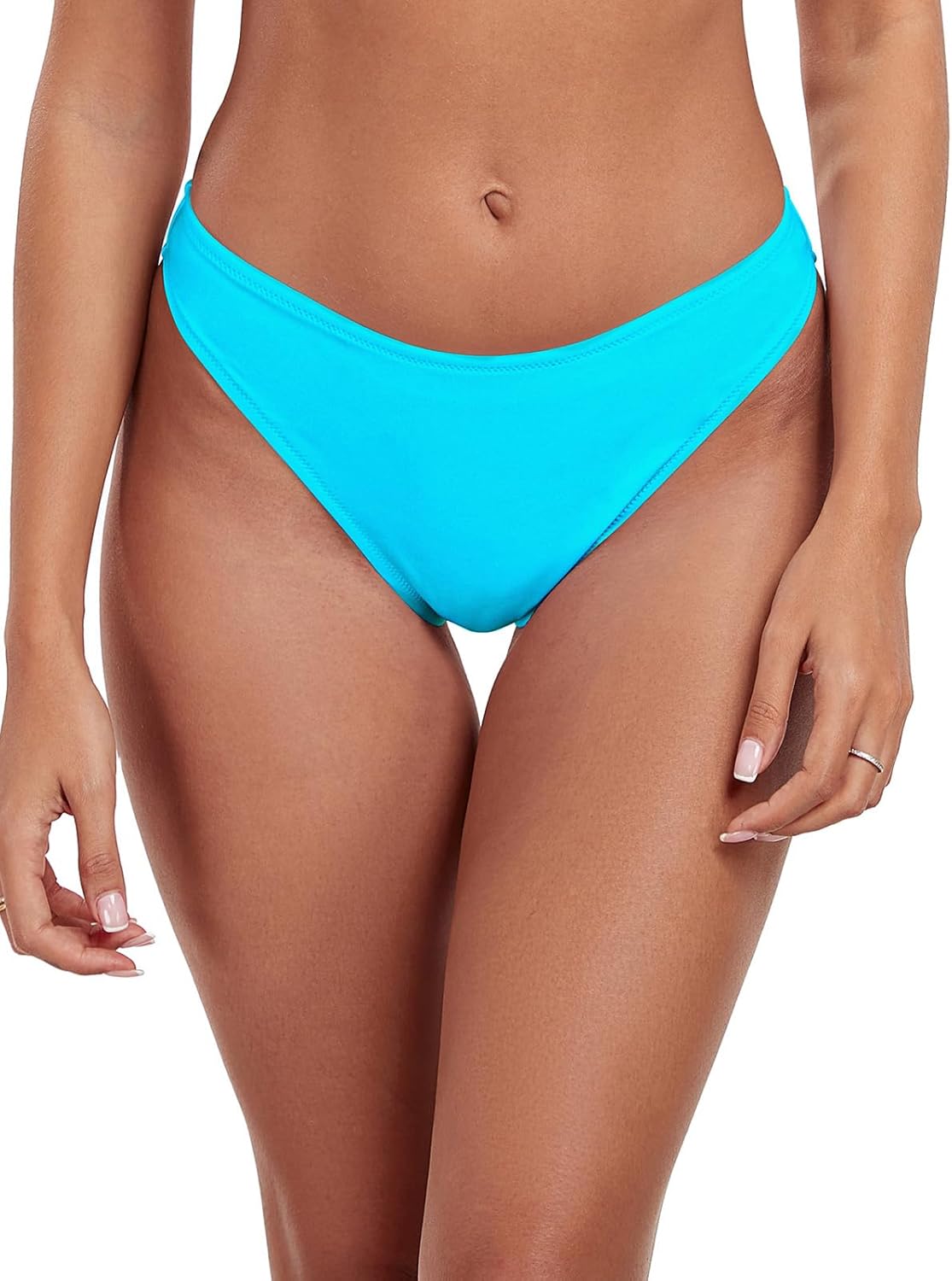 RELLECIGA Women's Cheeky Mid Waisted High Cut Bikini Bottoms