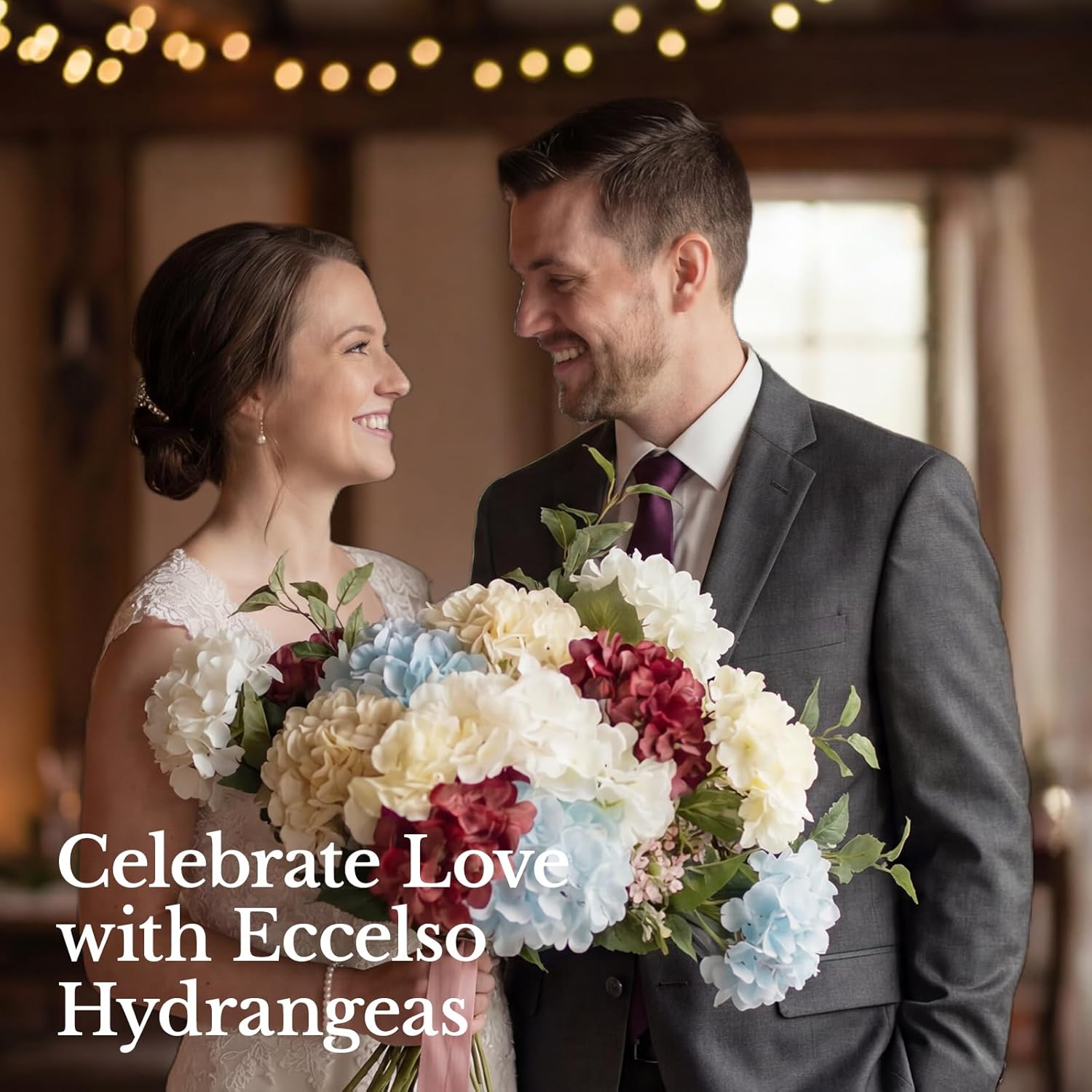 65PCS Hydrangea Artificial Flowers with Stronger Bendable Stems, Premium Silk Faux Hydrangea Flowers Bulk for DIY Wedding, Arches, Baby Showers & Large Event Decor(Ivory)