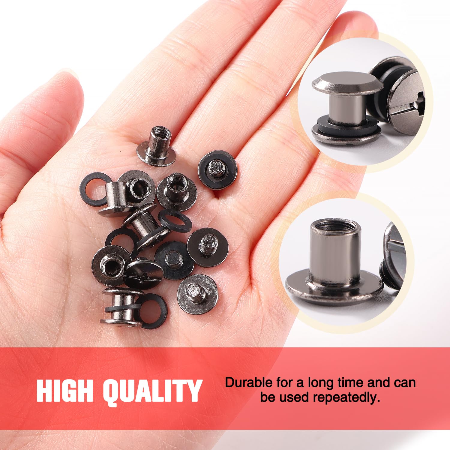 YIXISI 25 Set M5x6mm Chicago Binding Screws Kit, Book Binding Rivets, Leather Rivets, Binding Screws Posts - Image 3