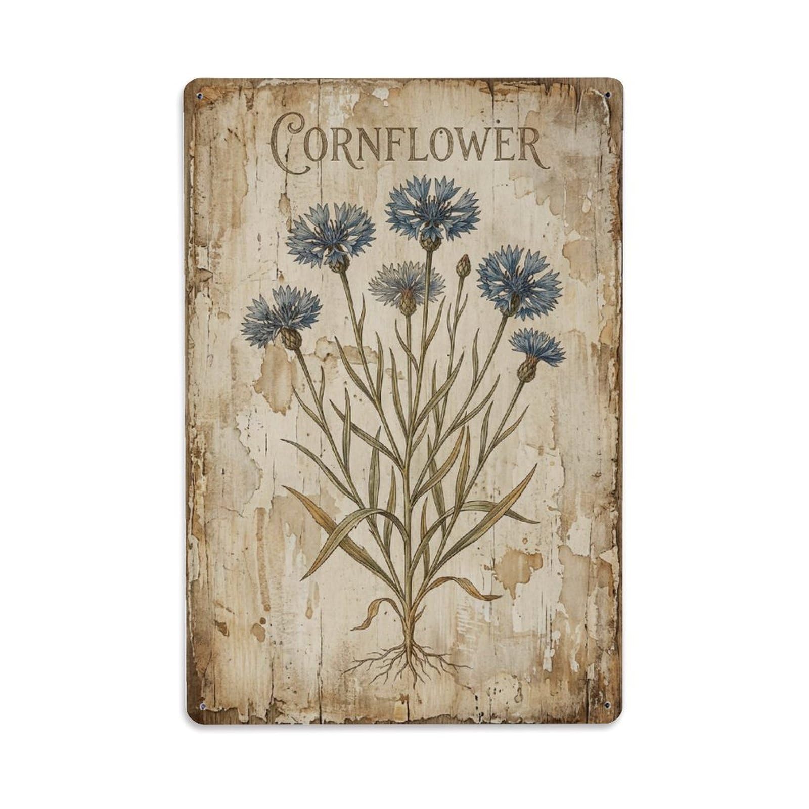 Fqnyr Style Cornflower Flower Blue Metal Tin Sign Plaque Wall Decor For Cafe, Club Bar, Office, Home Garden Metal Poster 8X12inch