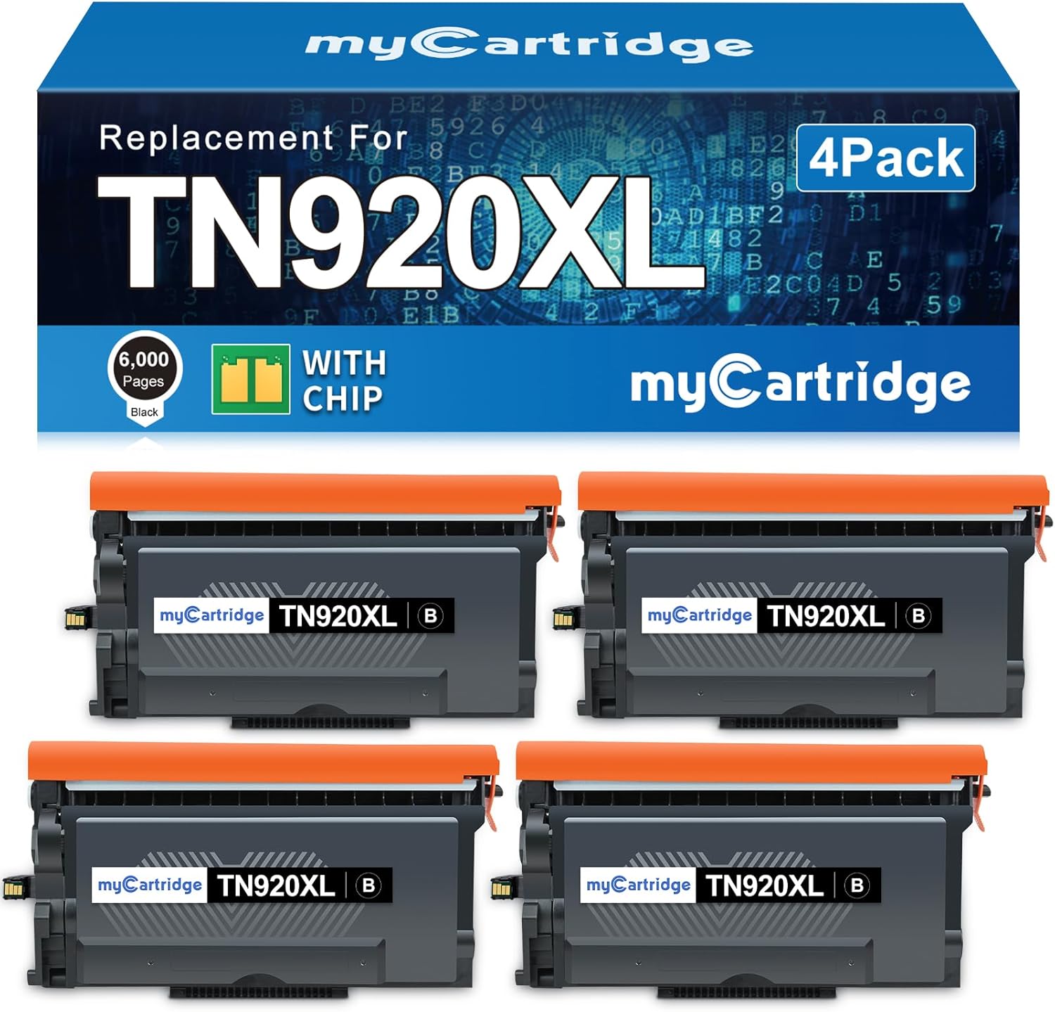 myCartridge TN920XL TN920 Toner Compatible Replacement for Brother TN920 XL TN 920 TN920XXL TN-920XL TN920UXXL High Yield Toner for HL-L6210DW HL-L5210DN HL-L5210DW HL-L5215DW Printer 4 Pack