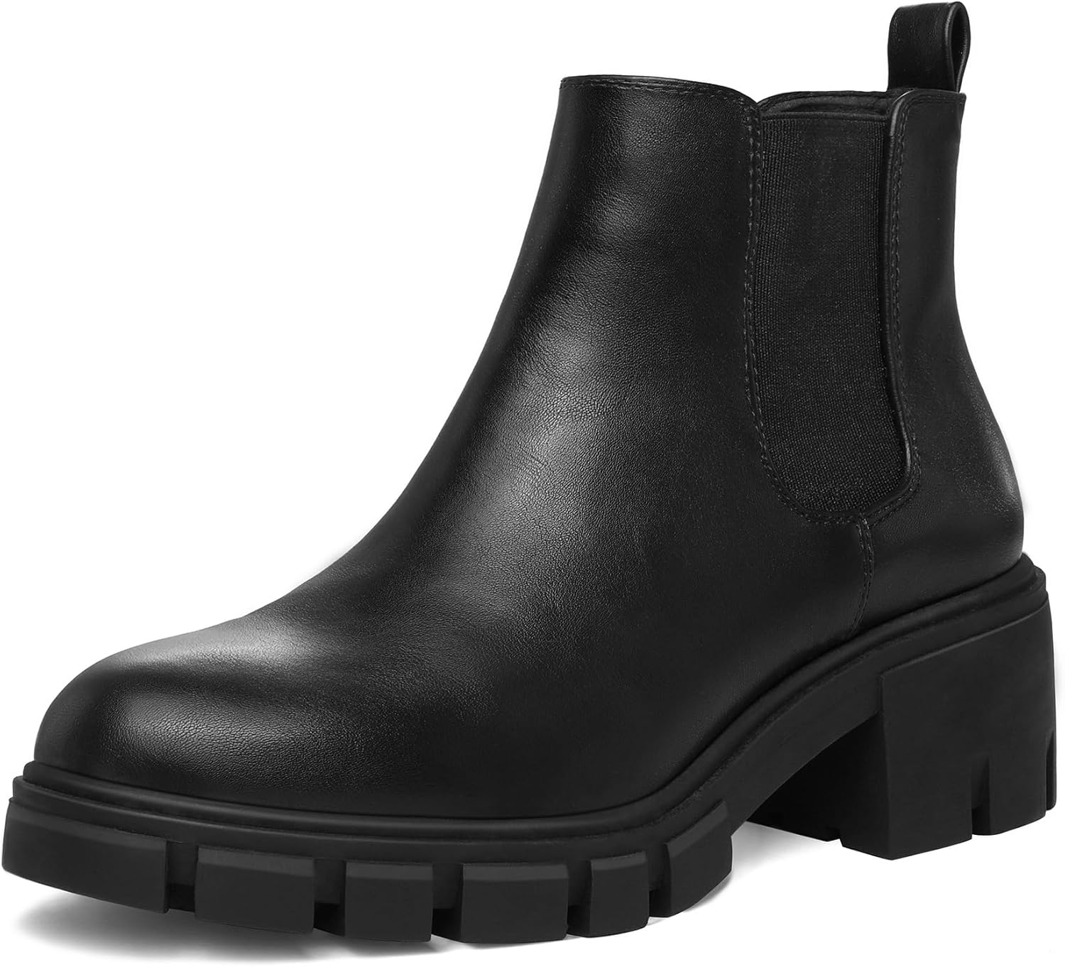 mysoft Women's Platform Chelsea Boots Lug Sole Slip On Chunky Block Heel Ankle Booties