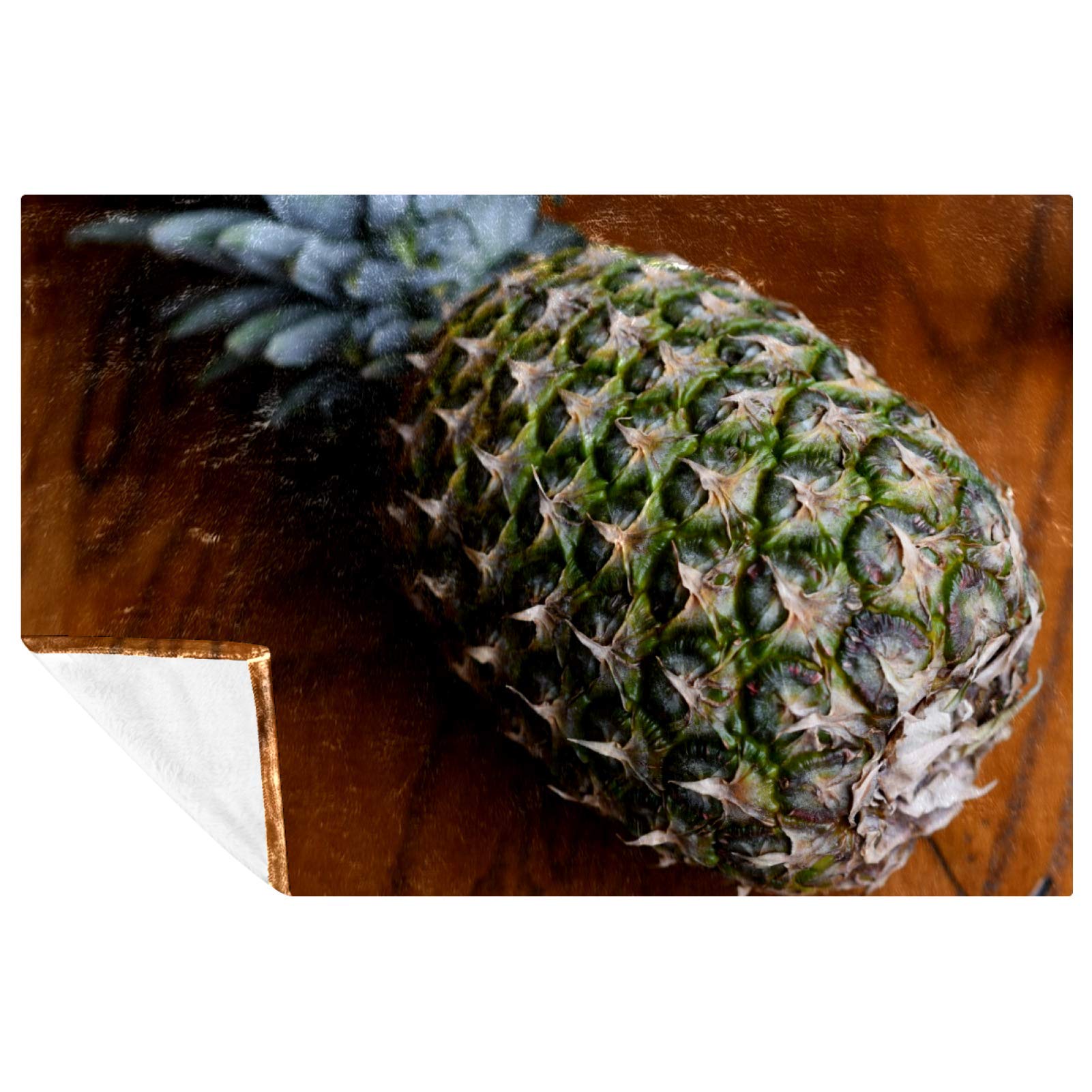 Couverture douce chaude lit et camping : plaid ananas 150x100 cm multi-usage