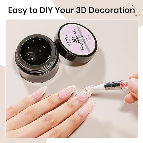 Miniatura 8 de Gel 3D para arte de uñas, gel duro sólido para esculpir uñas, no pegajoso para tallar, extensión de edificios con lápiz de arte de uñas, manicura