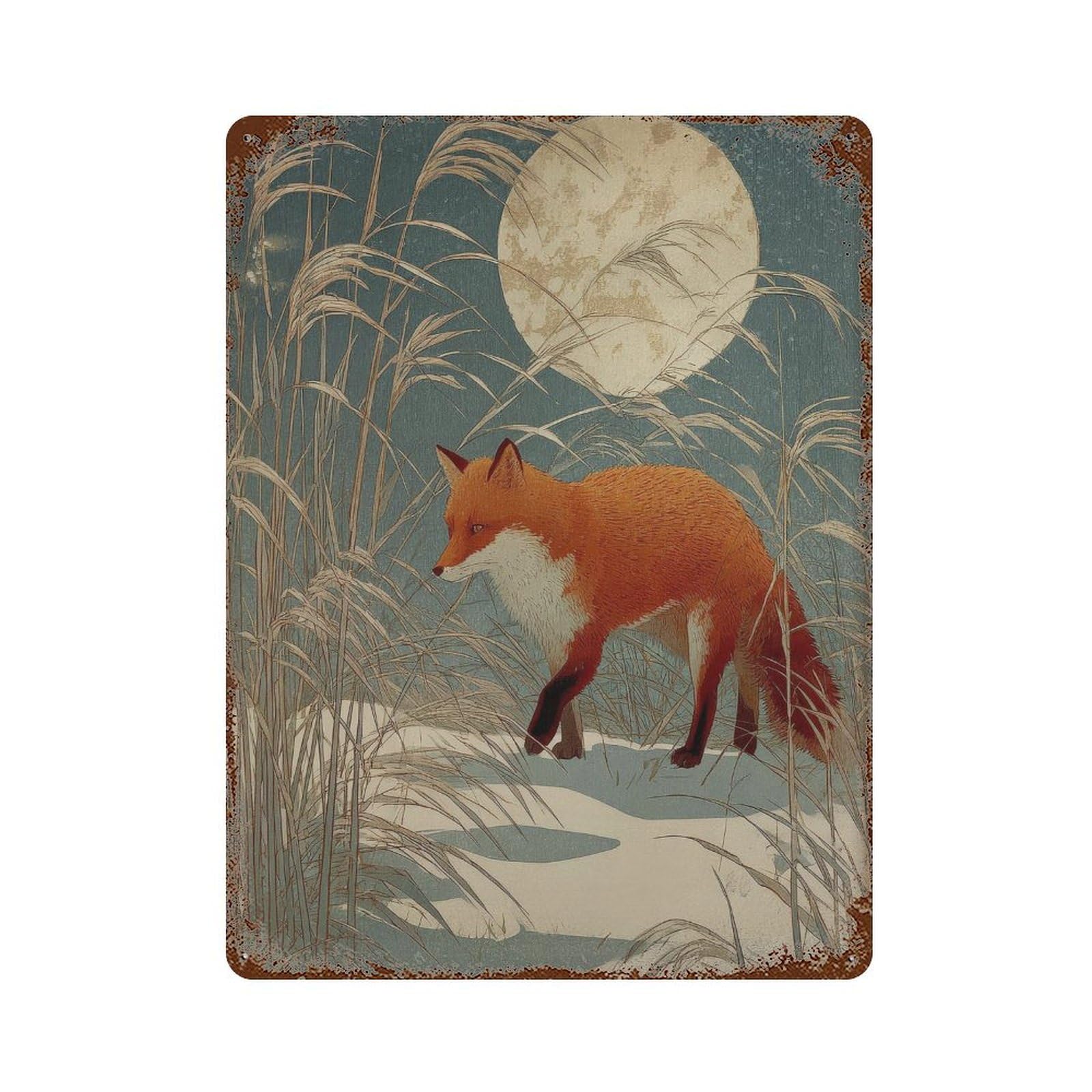 xiaoxiaoshen Fox. Japanese Ukiyo Wall Decor Art Metal Tin Poster Modern Home Decor Art Home Bar Shop Decorations Vintage Sign 40x30cm