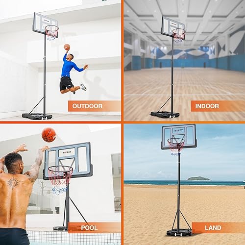 Miniatura 6 de Seray Aro de baloncesto con altura de 4.8 a 10 pies ajustable para niños y adultos