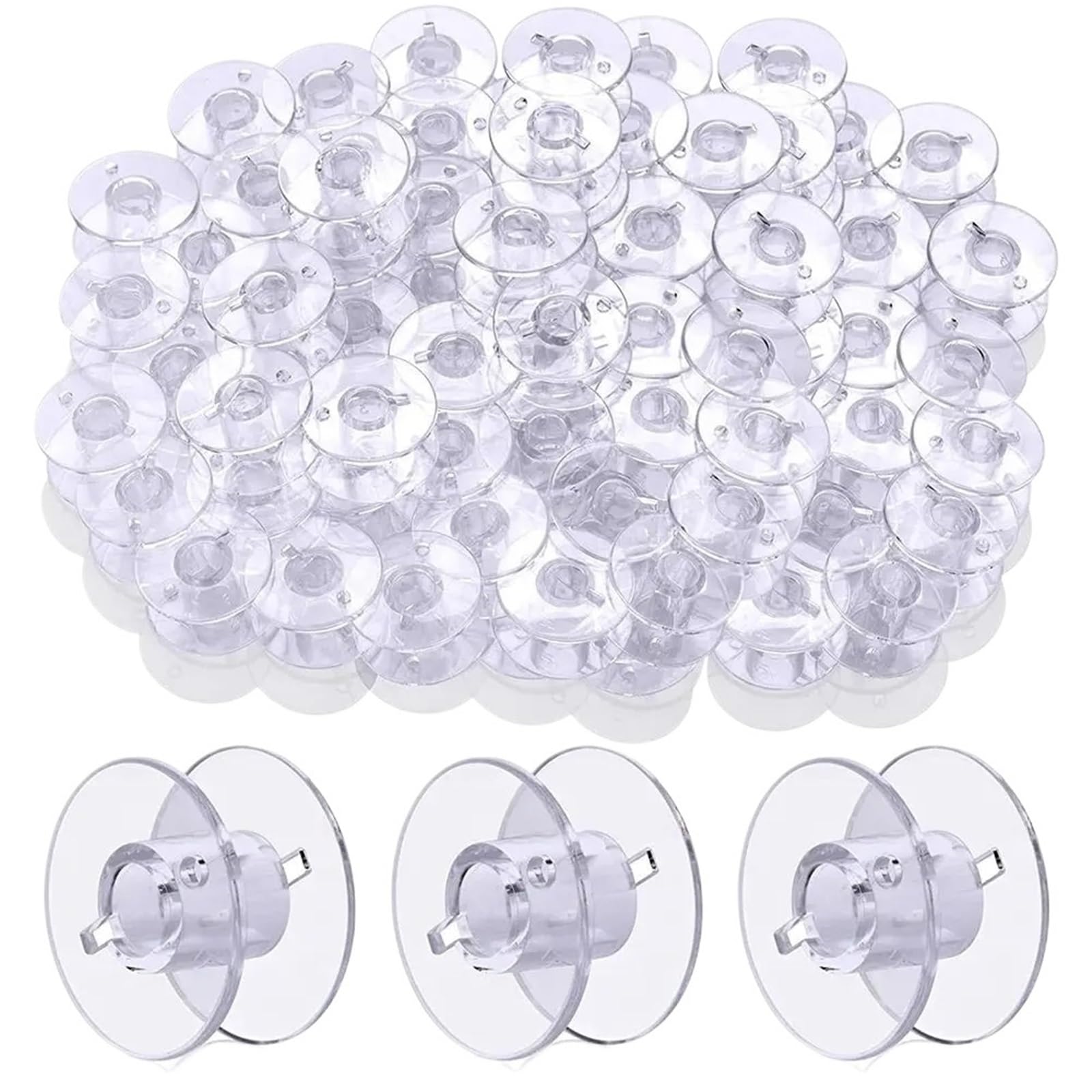 bobinas de maquina de coser 100/200/300/400 Uds. Bobinas de máquina coser plástico transparente DIY(100pcs)