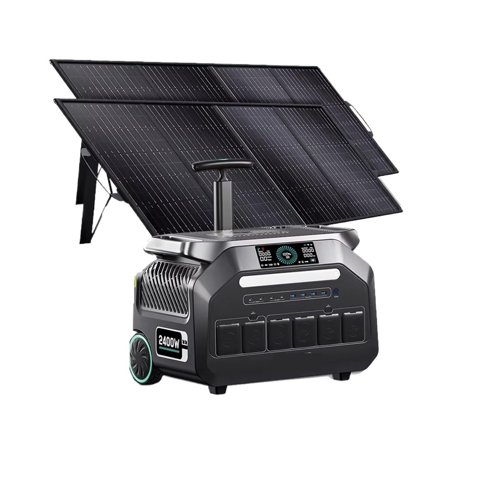 Stazione Di Energia Solare IEE 2400W 2048Wh 4x2400W (sovratensione 5KW) Prese CA Carrello Manuale Onda Sinusoidale Pura Con Pannello Portatile 2×200W Durata Della Batteria Ultra-Lunga