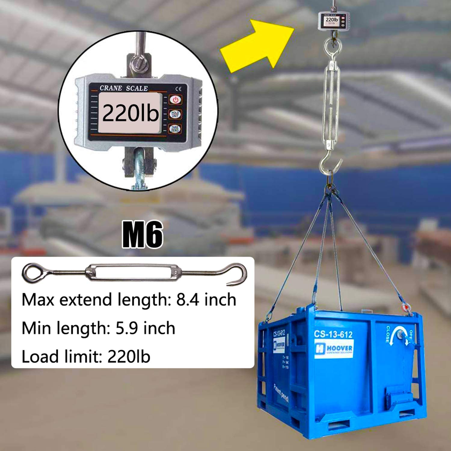 Turnbuckles Hook, Reedny 304 Stainless Steel Turnbuckle Heavy Duty M4 M6 M8 Hook and Eye Turnbuckle for Cables Wire Rope Tension 5/32" 1/4" 5/16" for Sun Shade Fence Tent Rope Installation(M6, 4Pcs) - Image 4