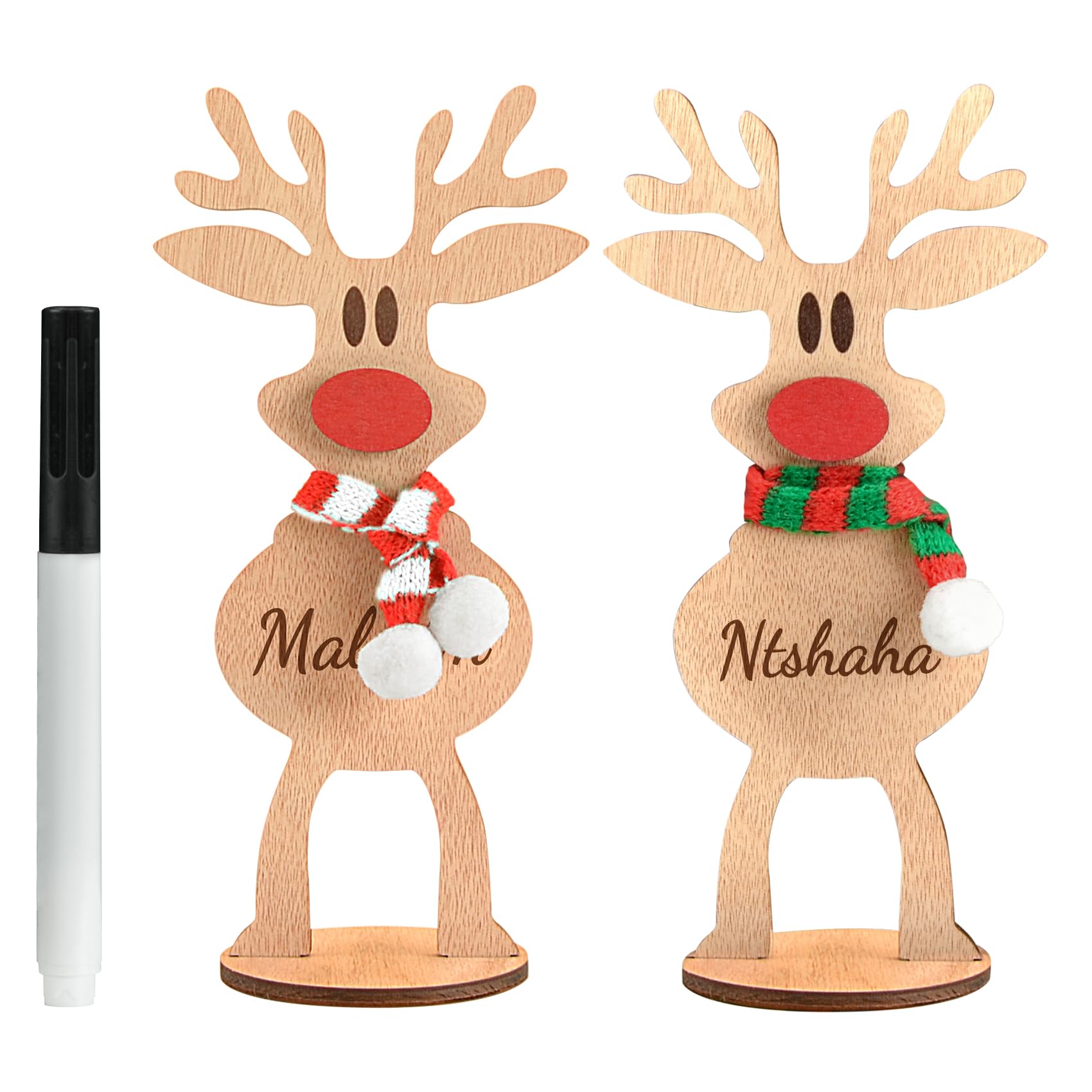 Utuichuo Personalized Freestanding Reindeer Christmas Decoration Wooden