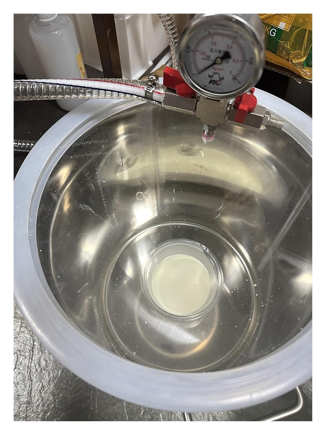 2gal 3gal 6gal 9gal 13gal 19gal 20gaL 26gal Vacuum Degassing Chamber Kit, Large Stainless Steel Vacuum Chamber with Acrylic Crystal Lid for Epoxy Resin/Wood Stabilizer/Silicone, Without Pump(75L/20Gal