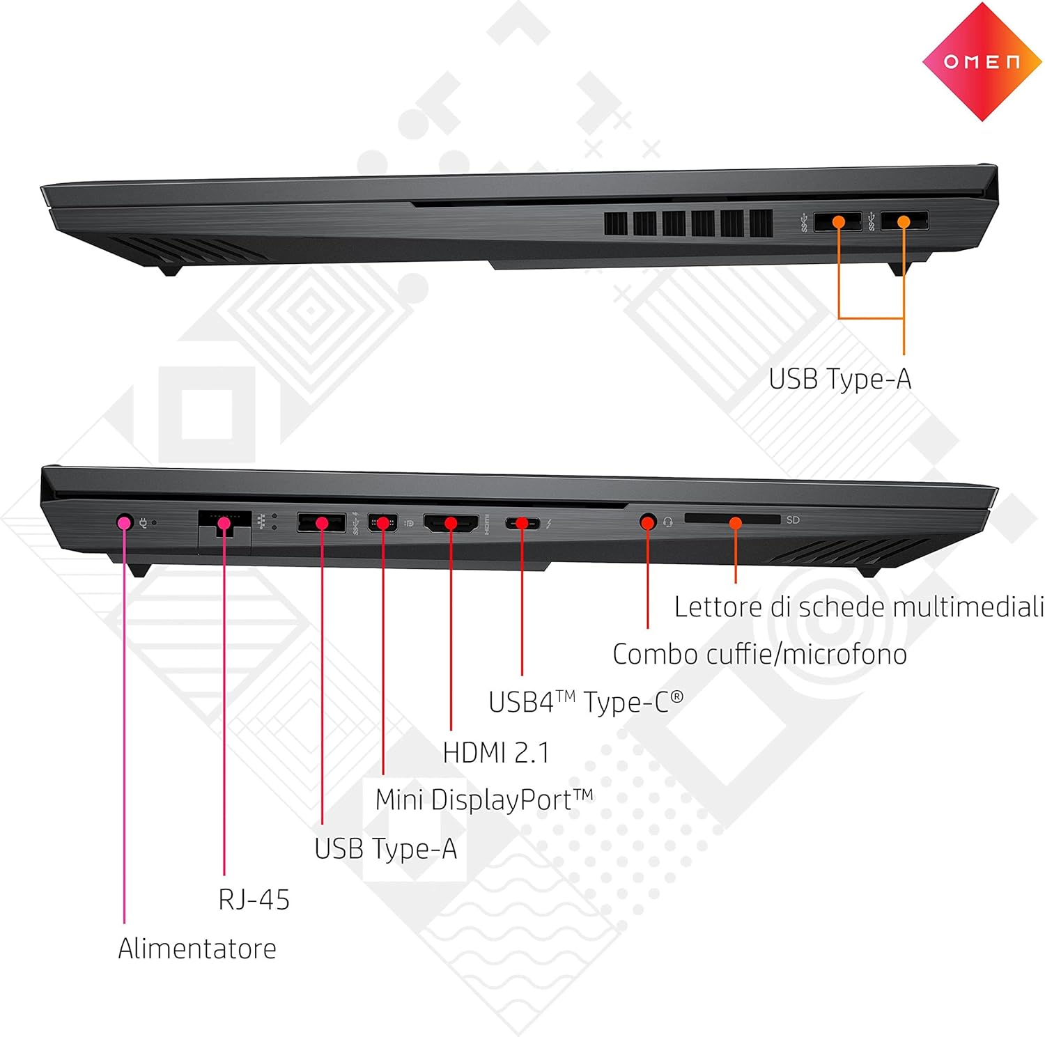HP - Gaming OMEN 16-C0004SL Notebook, AMD Ryzen 7 5800H, 16GB Ram DDR4, 512GB SSD NVMe PCIe, Display 16,1 FHD 144Hz IPS, Grafica AMD Radeon RX 6600M 8GB di GDDR6, Wi-Fi 6, Windows 11 Home, Nero HP - Gaming OMEN 16-C0004SL Notebook, AMD Ryzen 7 5800H, 16GB Ram DDR4, 512GB SSD NVMe PCIe, Display 16,1 FHD 144Hz IPS, Grafica AMD Radeon RX 6600M 8GB di GDDR6, Wi-Fi 6, Windows 11 Home, Nero