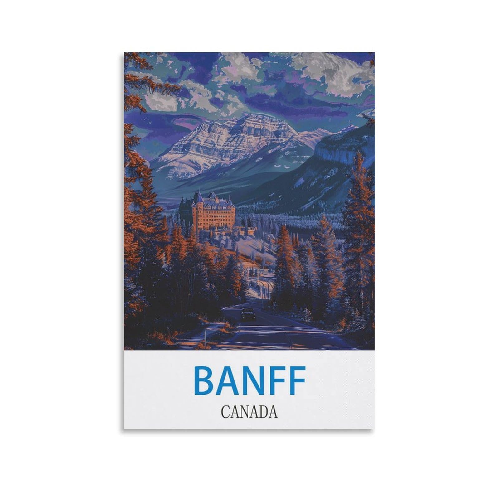 FUUDANG Banff Canada Vintage Travel Poster 08x12inch(20x30cm) Canvas Art Poster And Wall Art Picture Print Modern Family Bedroom Decor Posters