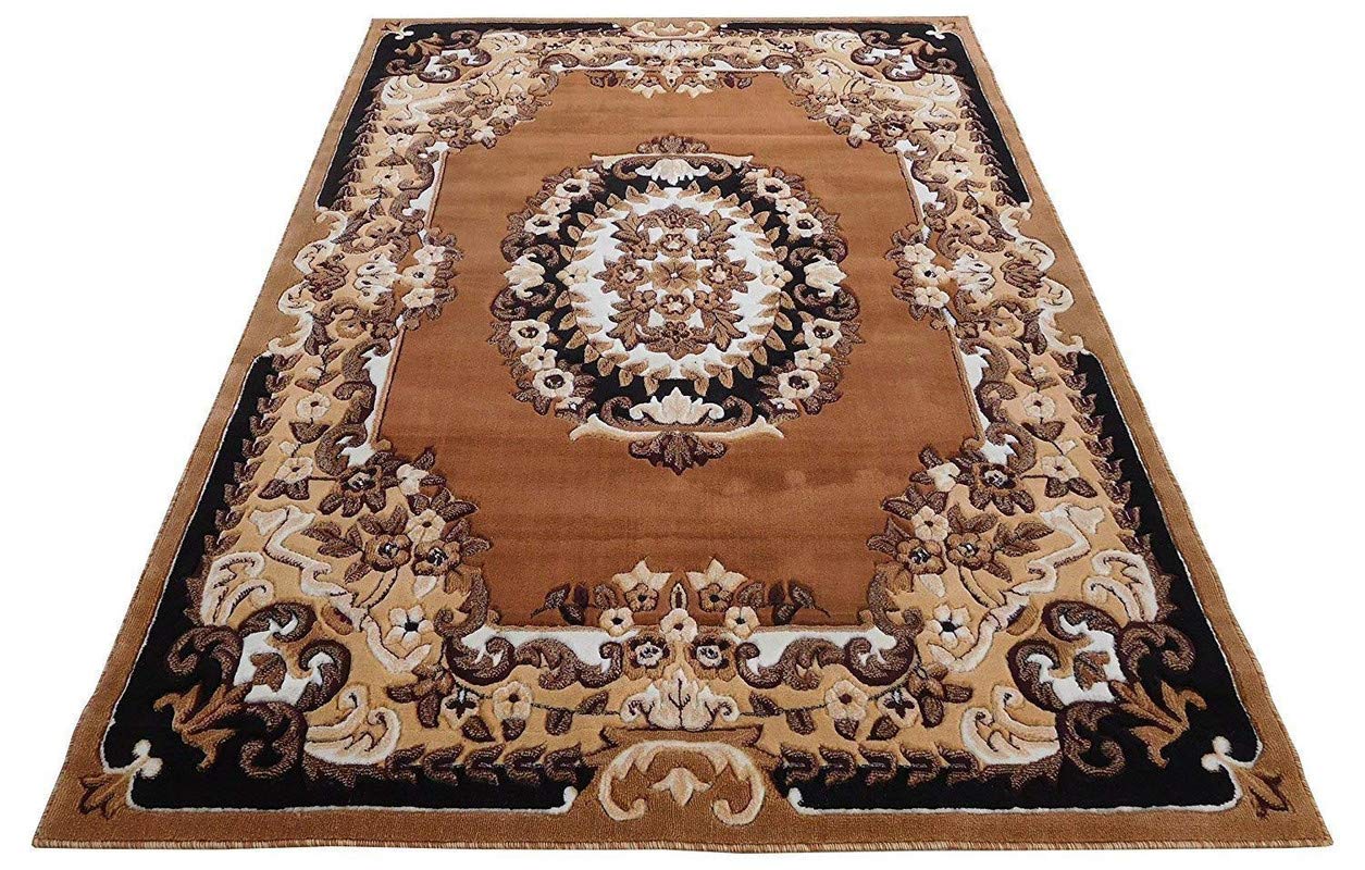 NAZMA Carpets Thick and Washable Rugs Carpet for Bedroom-Living Room Dining Table-Centre Table 4x6 feet (120x180 Cms) Gold Colour