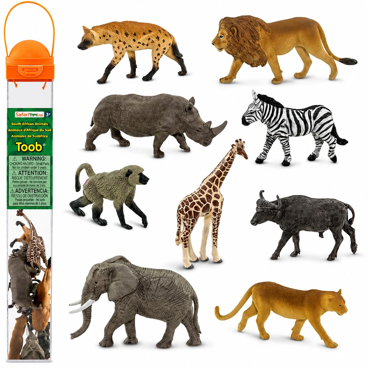 South African Animals TOOB - 9 Figurines of Elephant, Lion, Giraffe, and More - Educational Toy Set for Boys, Girls and Kids Ages 3+