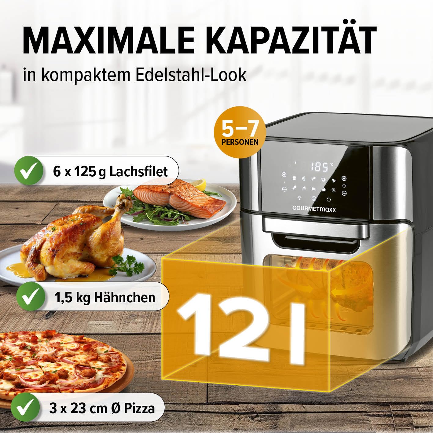 Gourmetmaxx Frytkownica, Stalowy/Czarny, 12 l