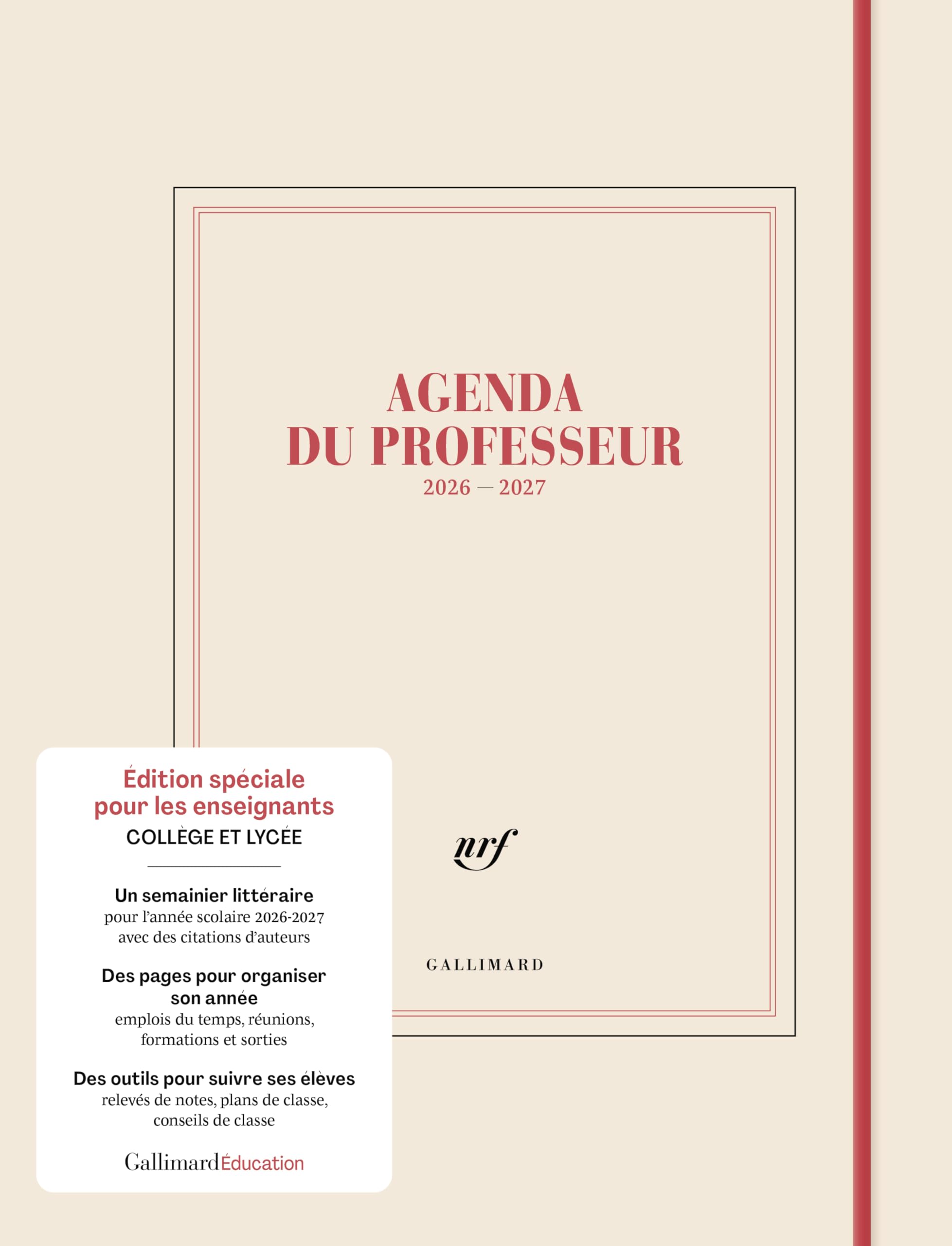 Agenda du professeur 2026 - 2027: Édition spéciale enseignants Collège et Lycée