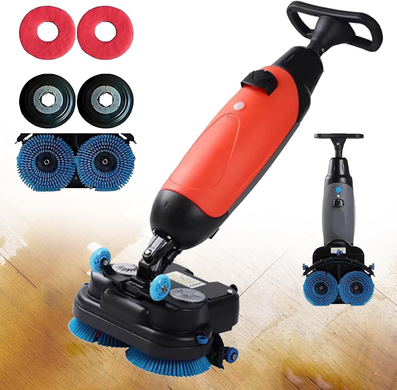 Autolaveuse Professionnelle, polisseuse multifonctionnelle, 240 TR/Min, Largeur de Nettoyage de 43 cm pour sols scellés (Maisons, hôtels, commerces). (Red)