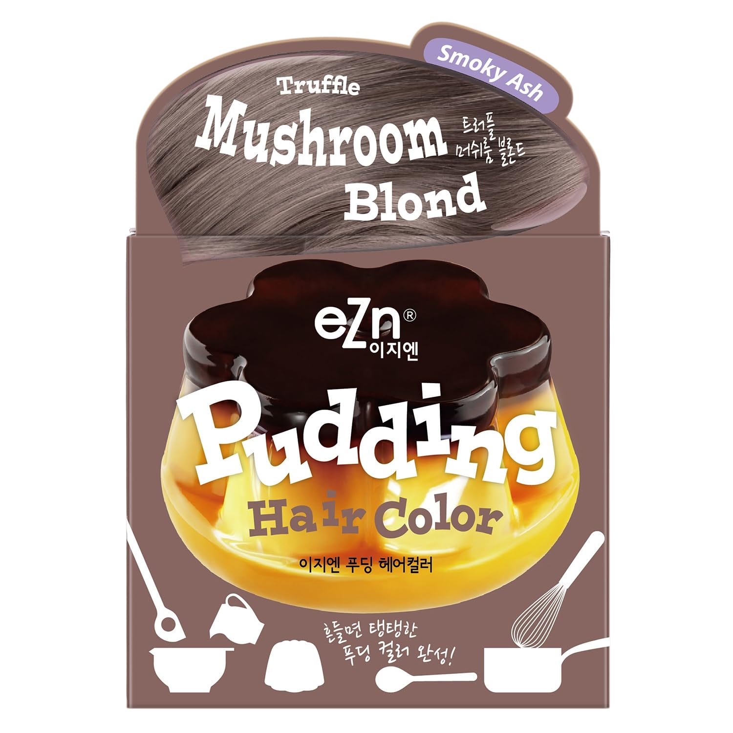 eZn Pudding Taeyeon Hair Dye Ammonia Free Semi-Permanent Self Hair Dye DIY Kit included contain Keratin Made in Korea Beauty (Mushroom Blond)