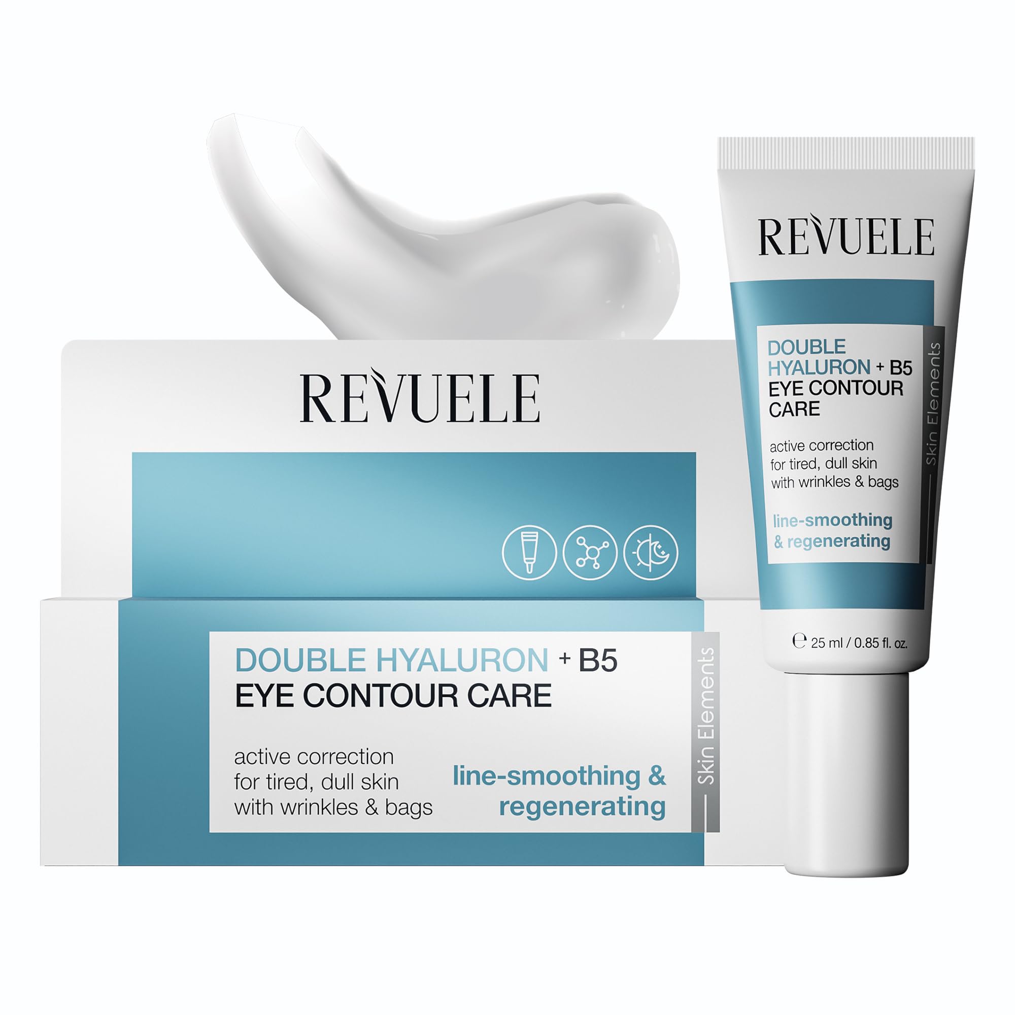 Revuele Double Hyaluronic + B5 Eye Contour Care - Moisturising Eye Cream with Hyaluronic Acid & Panthenol, Reduces Dark Circles & Fine Lines, Vegan, 25 ml