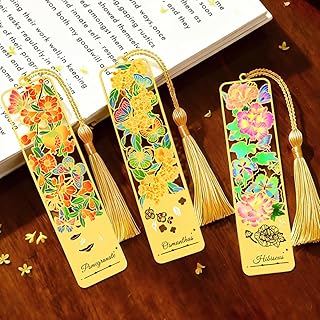 3pcs Metal Flower Bookmarks with Tassel for Reading Women, Pretty Cute Book Markers for Women, Men, Kids, Book Lovers, Reading Accessories Gifts for Book Lovers