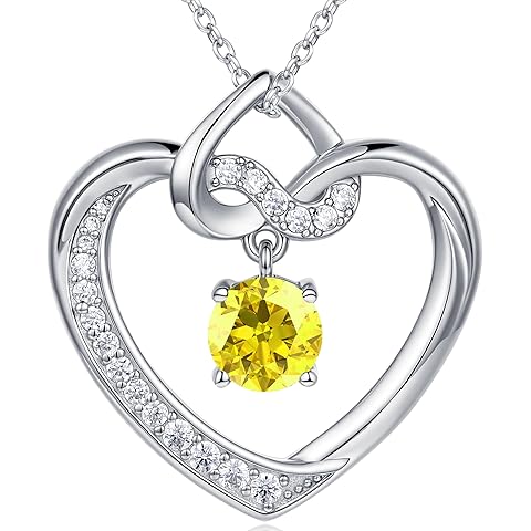 Heart Birthstone Necklaces Gifts for Women Wife, Jewelry for Women Wedding Annivers...