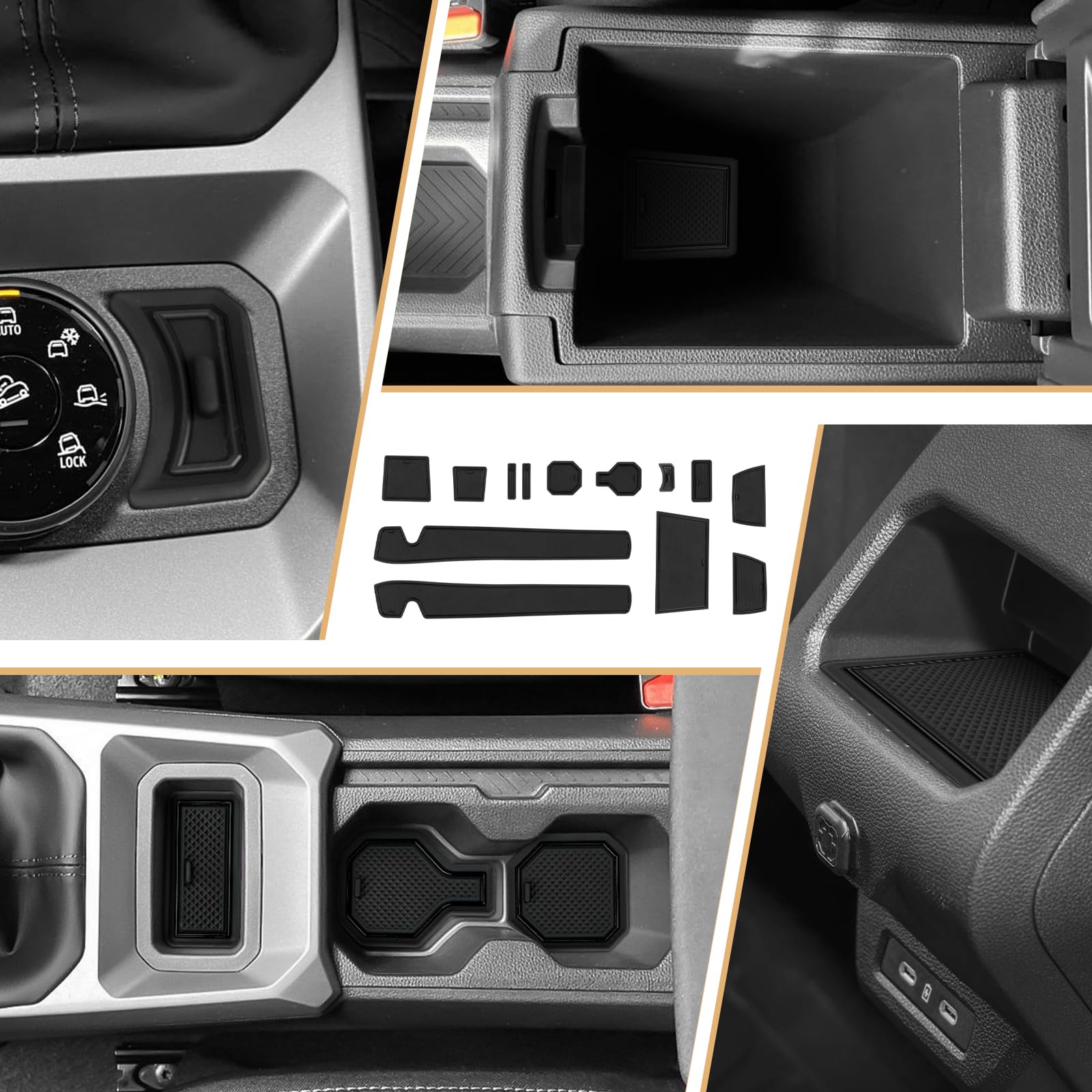 ECOZEN Maty gumowe do Dacia Duster 3 2024/2025, wodoodporne, antypoślizgowe, akcesoria Dacia Duster III, mata gumowa do konsoli środkowej, uchwytów na kubki, schowków, szew drzwiowy, kolor czarny
