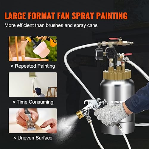 Miniatura 3 de VEVOR Tanque de Pote de Presión para Pintura en Aerosol, 2L0.5gal Pote de Presión de Aire Ligero, Pistola de Pintura en Aerosol con Boquilla de