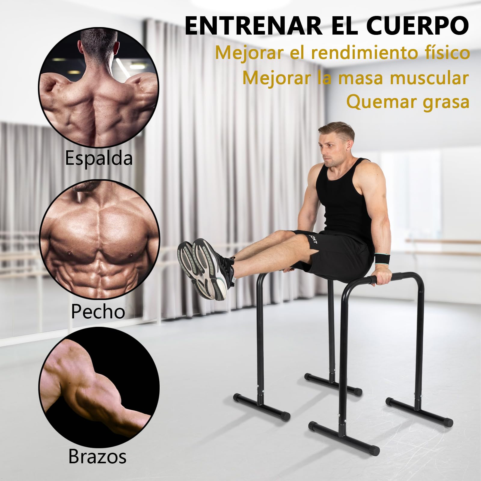 Barras Paralelas de Ejercicio, Capacidad 200 kg, Estación de Inmersión para Calistenia,Paralelas Calistenia