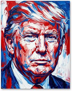 Donald Trump Modern Expressionist Wall Art – 11x14 Unframed Poster – Bold Red White & Blue Brushstroke Painting Style – Contemporary Americana Political Portrait Decor for Office, Study, & Living Room