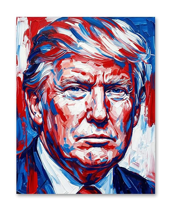 Donald Trump Modern Expressionist Wall Art – 11x14 Unframed Poster – Bold Red White & Blue Brushstroke Painting Style – Contemporary Americana Political Portrait Decor for Office, Study, & Living Room by Lone Star Art - Used condition - US$12.53