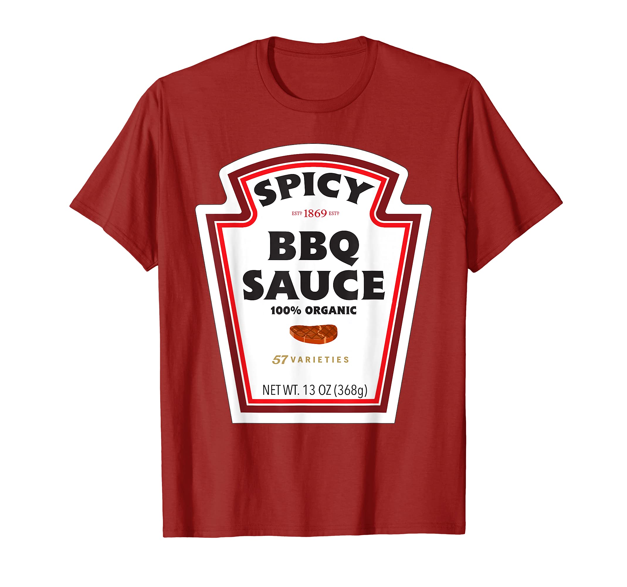 Funny Group Matching Trick Or Treat 2021 ClothingSpicy BBQ Sauce Bottle Label Funny Halloween Costume Outfit T-Shirt