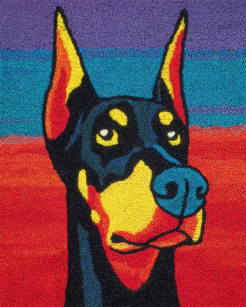 FWRTYCB Latch Hook Rug Kits, DIY Latch Hook Rug,Doberman Pinscher Home Carpet Rug Making Canvas Kits,20X15Inch DIY Crochet Kits Embroidery Kits Needlework Crafts for Home Decor, Latch Hook Kits for