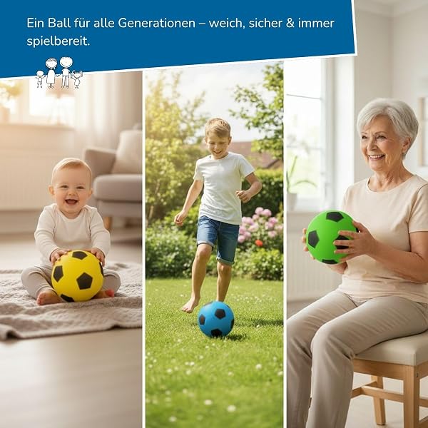 alldoro Schaumstoffball, Ø 20 cm, extra weiche Softbälle, Fußball für Kinder ab 0 Jahren, leise & leicht, Ball für Indoor & Outdoor - 5
