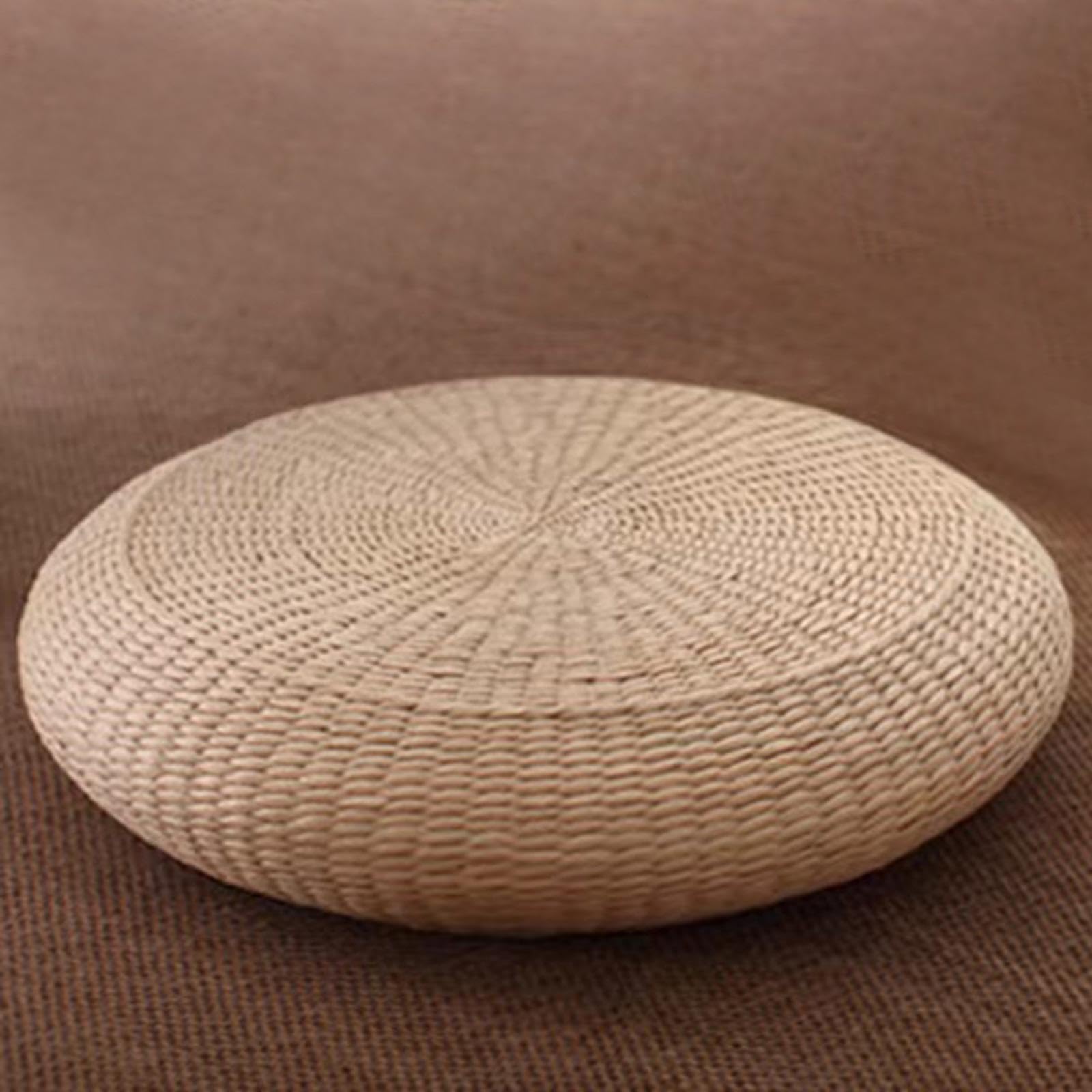 Baoblaze Sitting Pillow Straw Meditation Cushion Yoga Mat Comfortable Woven Straw Floor Cushion for Decoration Hotel Balcony Farmhouse
