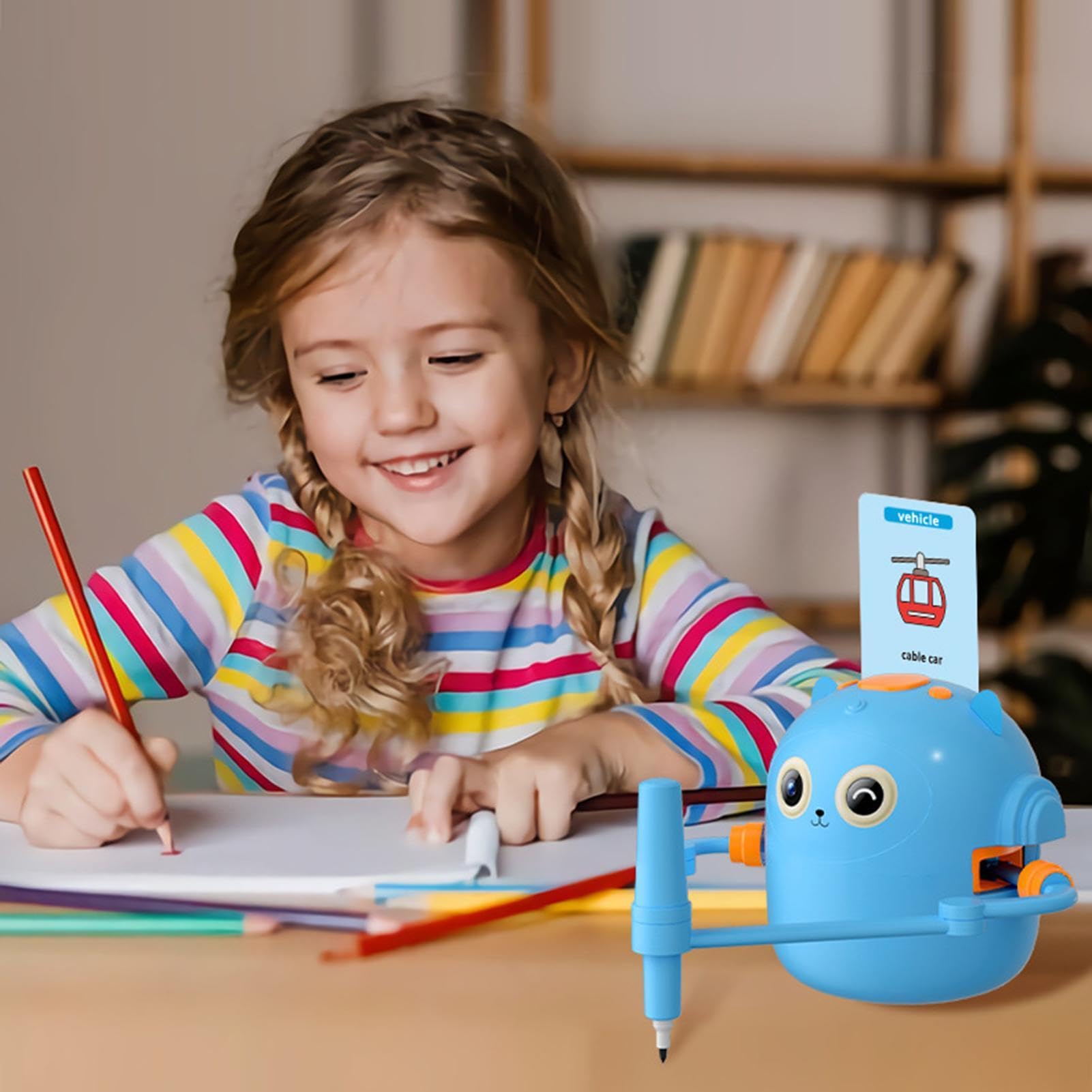 Robot Rysujący Zestaw Z 100 Kartami Interaktywna Zabawka Edukacyjna | Zabawka do Rysowania i Tworzenia Sztuki dla Przedszkolaków Uczniów Chłopców Dziewczynek